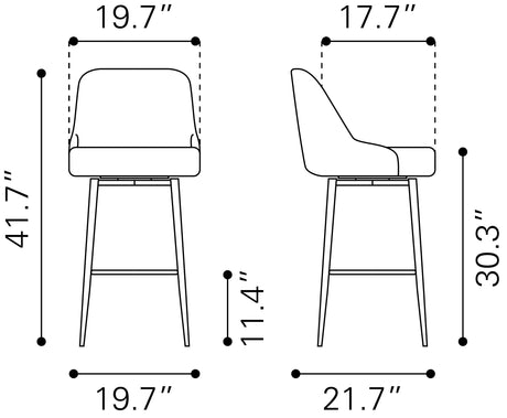 Keppel Brown Swivel Barstool by Zuomod at Eve Furniture