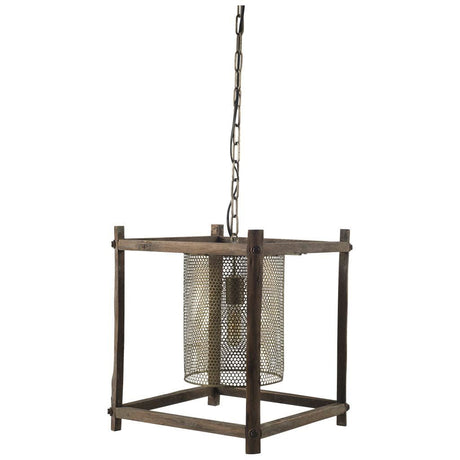 Keppler Perforated Metal and Wood Pendant Light by Mercana at Eve Furniture