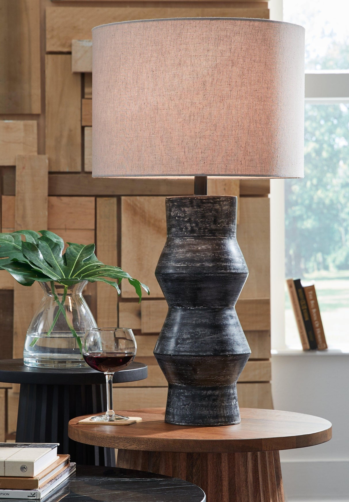 Kerbert Distressed Black Table Lamp by Ashley at Eve Furniture