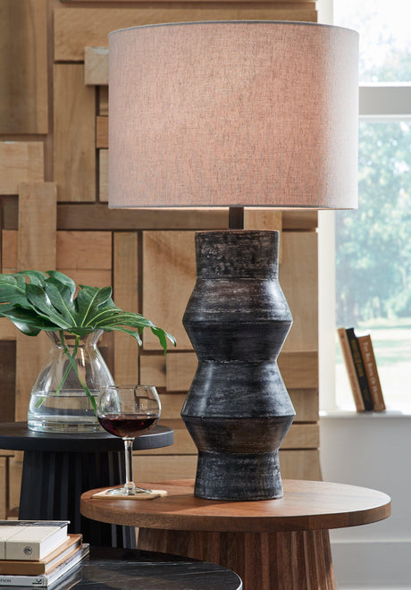Kerbert Distressed Black Table Lamp by Ashley at Eve Furniture