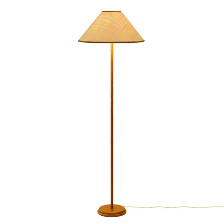 Keria Natural Vegan Leather and Raffia Designer Floor Lamp by TOV Furniture at Eve Furniture