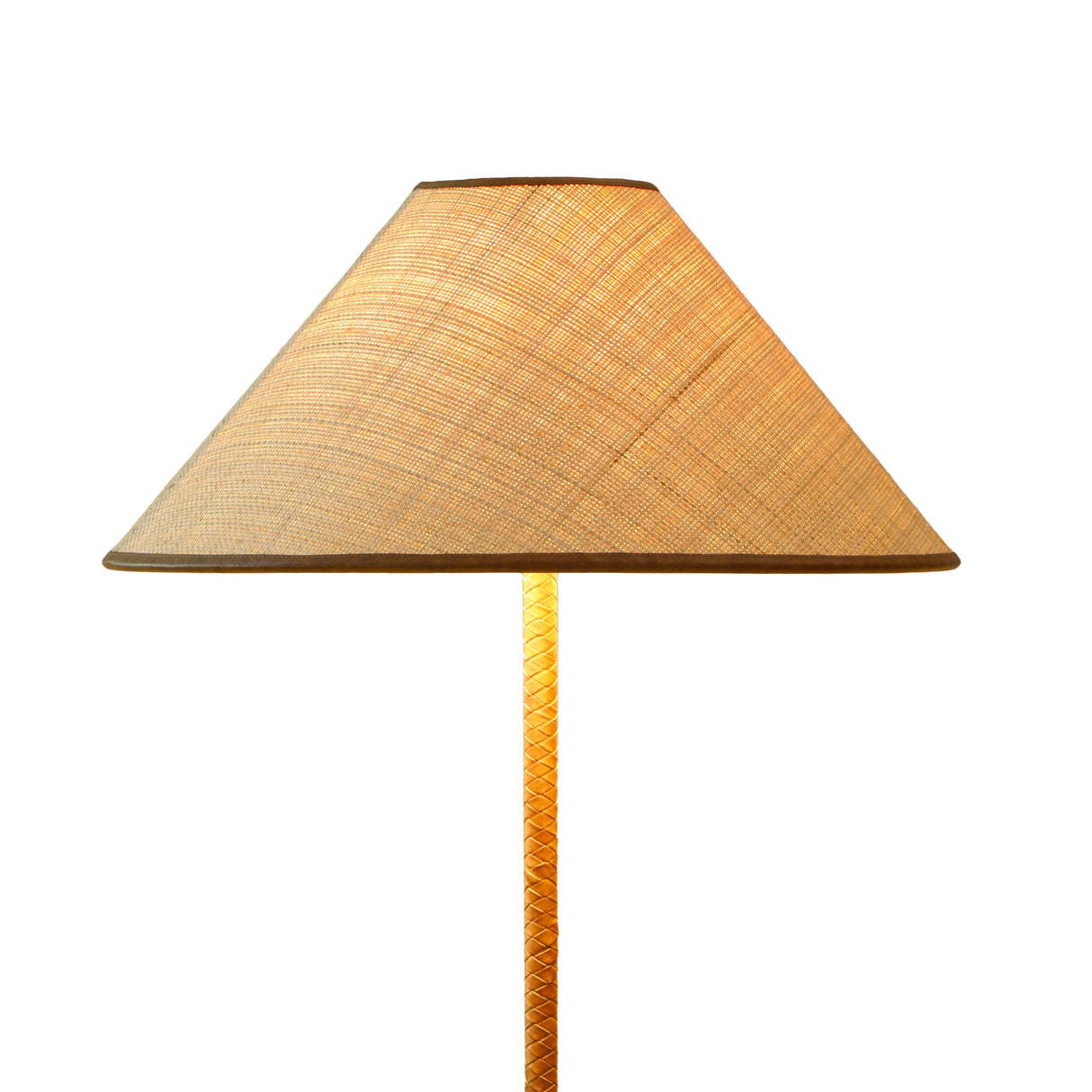 Keria Natural Vegan Leather and Raffia Designer Floor Lamp by TOV Furniture at Eve Furniture
