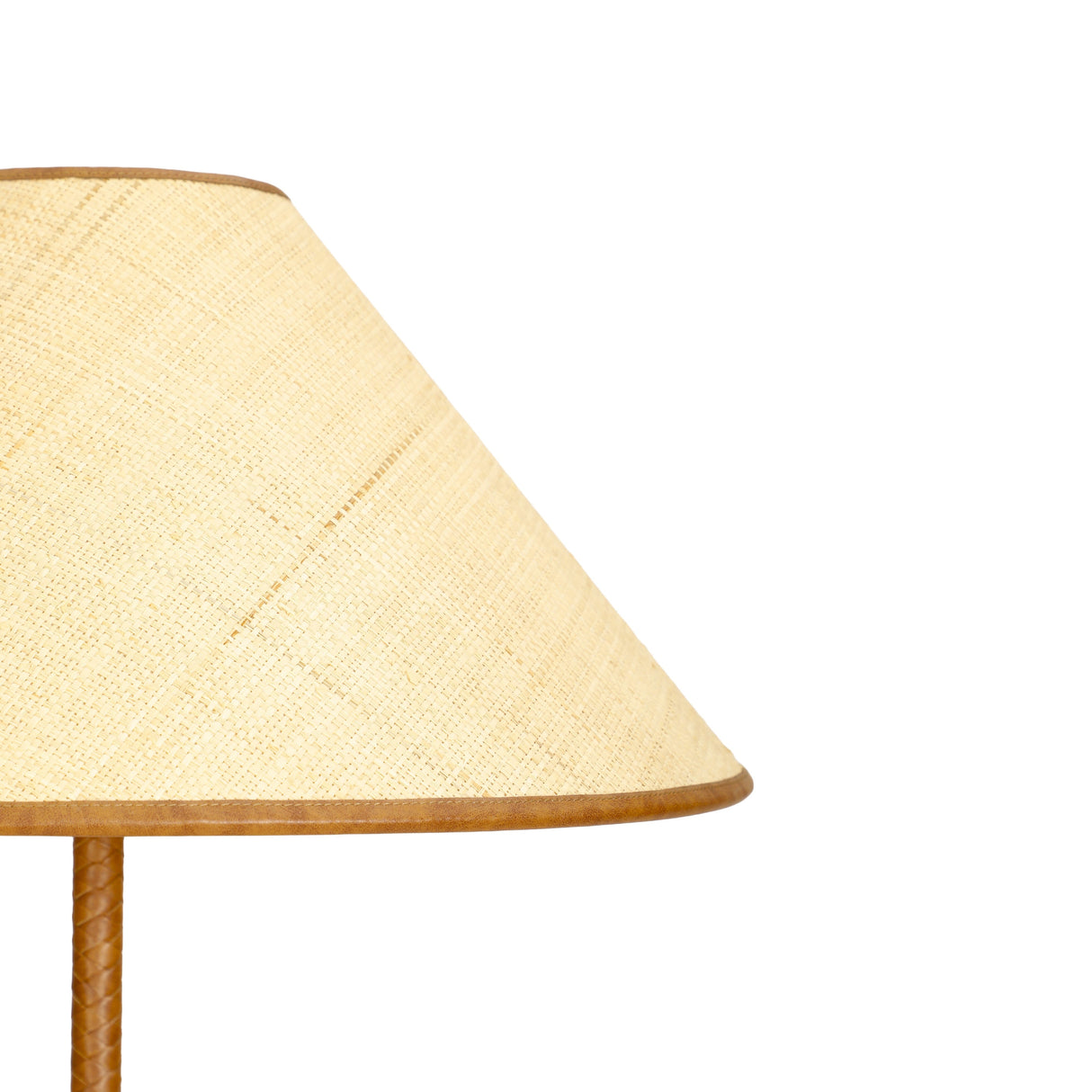 Keria Natural Vegan Leather and Raffia Designer Floor Lamp by TOV Furniture at Eve Furniture
