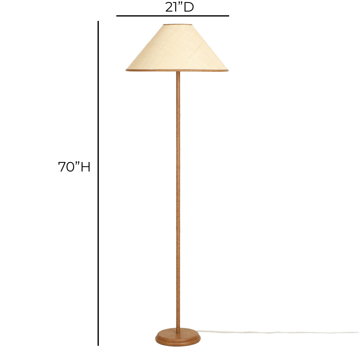 Keria Natural Vegan Leather and Raffia Designer Floor Lamp by TOV Furniture at Eve Furniture