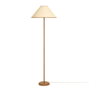 Keria Natural Vegan Leather and Raffia Designer Floor Lamp by TOV Furniture at Eve Furniture