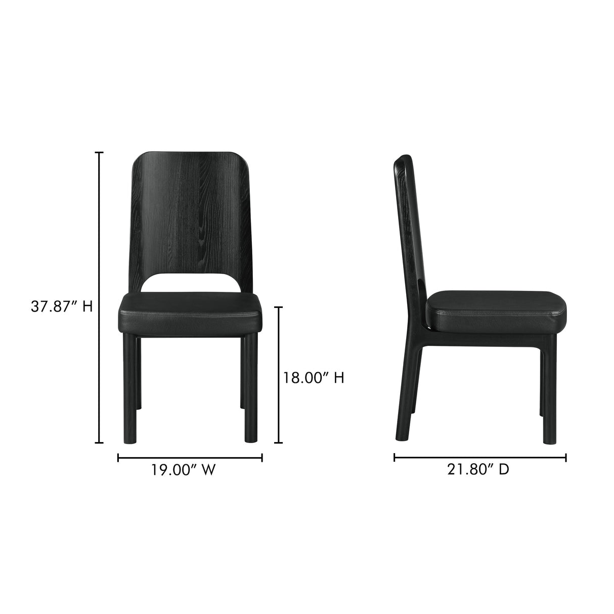 Kerr Black Dining Chair Vegan Leather (Set of 2) by MOES at Eve Furniture