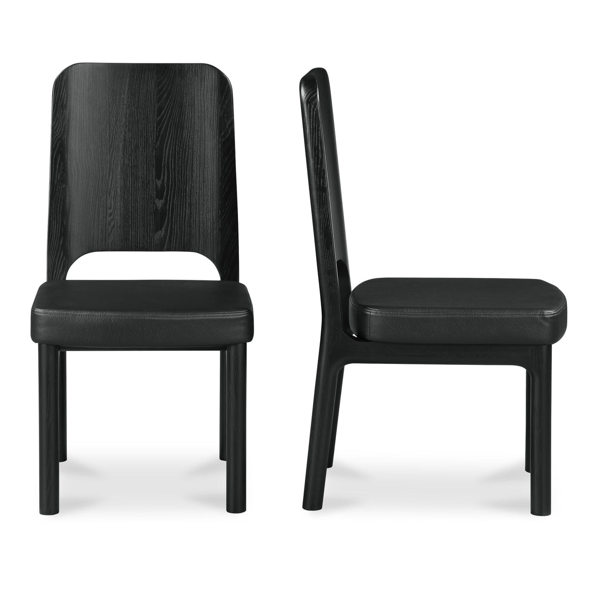 Kerr Black Dining Chair Vegan Leather (Set of 2) by MOES at Eve Furniture