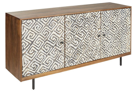 Kerrings Brown/Black/White Accent Cabinet by Ashley at Eve Furniture