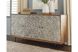 Kerrings Brown/Black/White Accent Cabinet by Ashley at Eve Furniture
