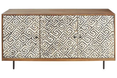 Kerrings Brown/Black/White Accent Cabinet by Ashley at Eve Furniture