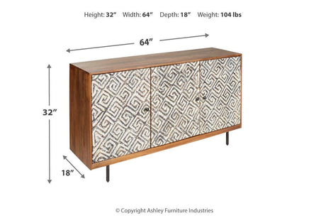 Kerrings Brown/Black/White Accent Cabinet by Ashley at Eve Furniture