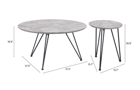 Kerris Gray & Black Coffee Table Set (2-Piece) by Zuomod at Eve Furniture