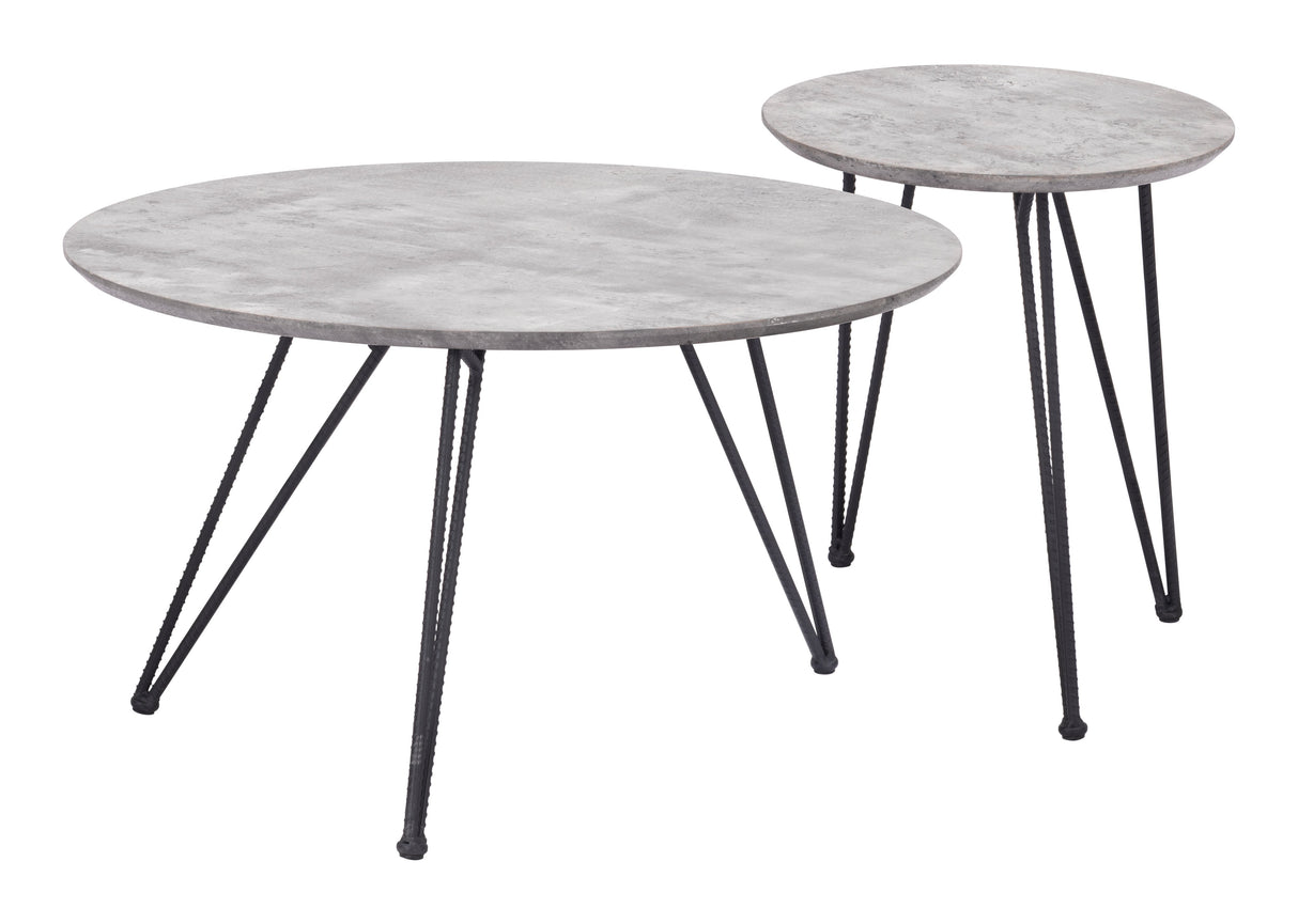 Kerris Gray & Black Coffee Table Set (2-Piece) by Zuomod at Eve Furniture