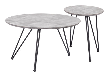 Kerris Gray & Black Coffee Table Set (2-Piece) by Zuomod at Eve Furniture