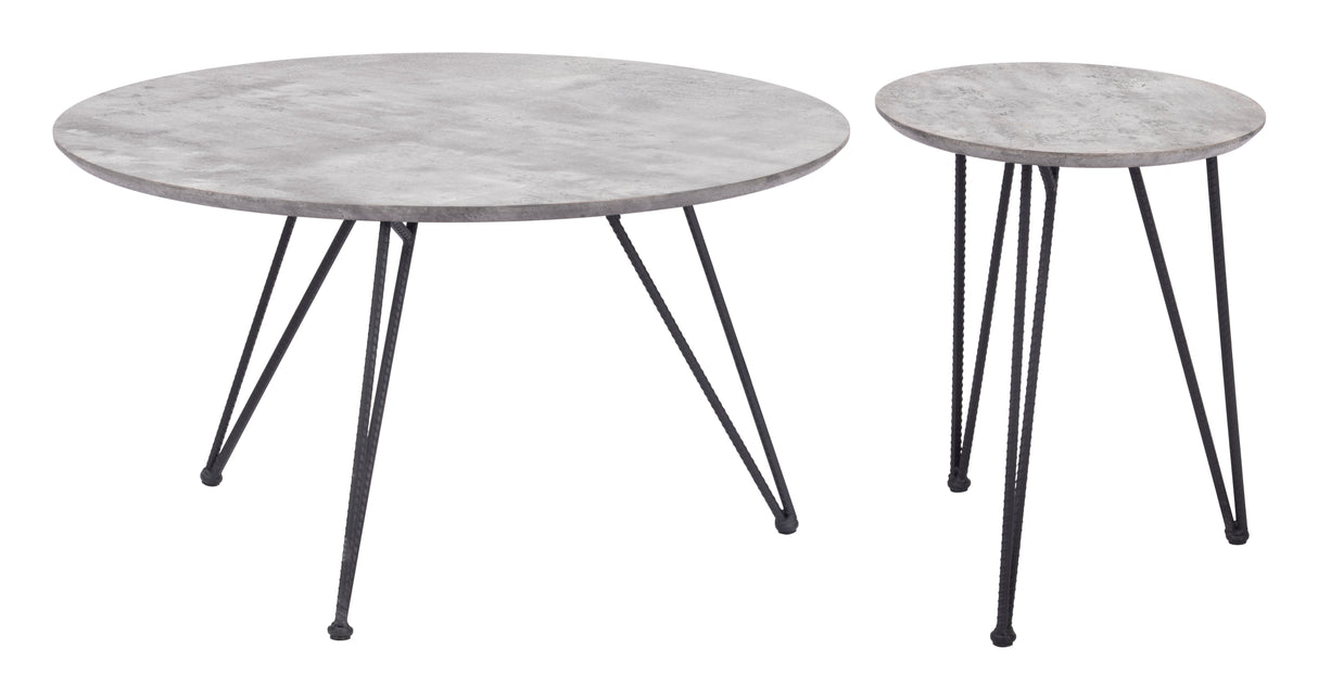 Kerris Gray & Black Coffee Table Set (2-Piece) by Zuomod at Eve Furniture
