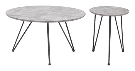 Kerris Gray & Black Coffee Table Set (2-Piece) by Zuomod at Eve Furniture