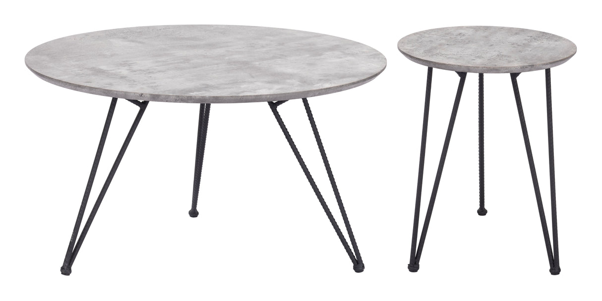 Kerris Gray & Black Coffee Table Set (2-Piece) by Zuomod at Eve Furniture