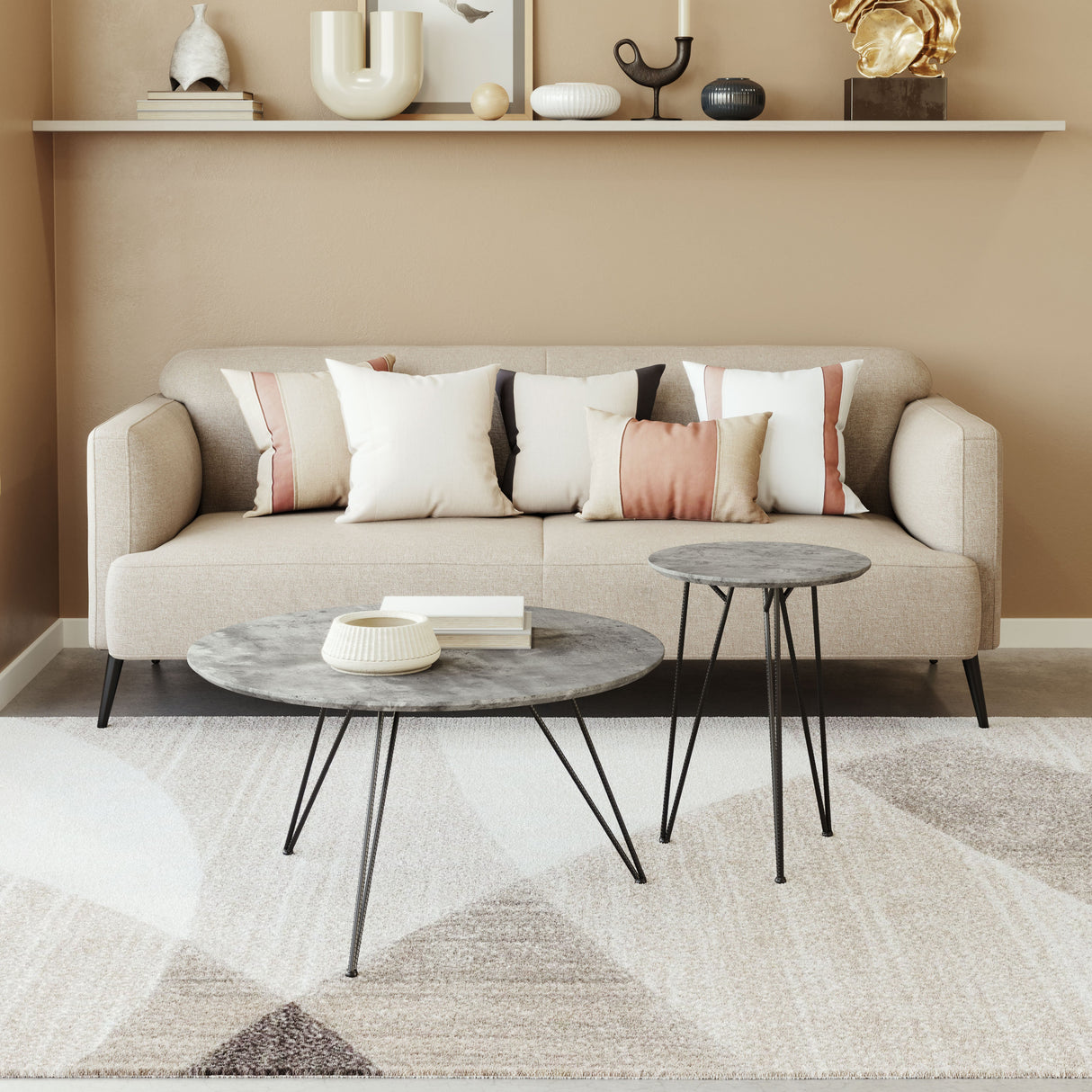 Kerris Gray & Black Coffee Table Set (2-Piece) by Zuomod at Eve Furniture