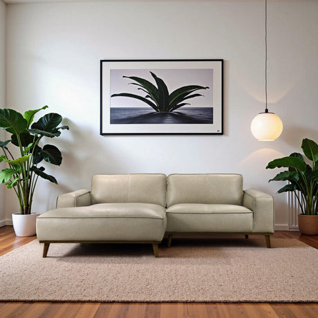 Kerrville Beige Leather Left Sectional Sofa by Ashcroft Furniture at Eve Furniture