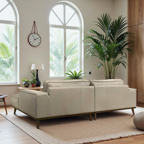 Kerrville Beige Leather Right Sectional Sofa by Ashcroft Furniture at Eve Furniture