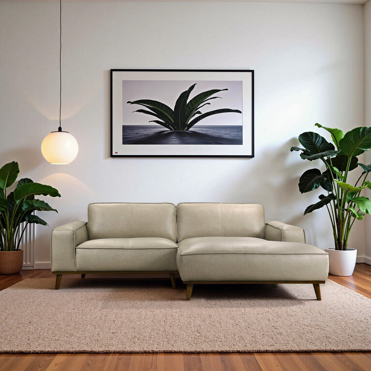 Kerrville Beige Leather Right Sectional Sofa by Ashcroft Imports at Eve Furniture