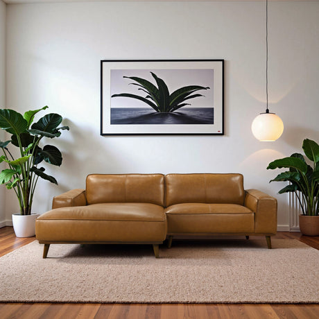 Kerrville Tan Leather Left Sectional Sofa by Ashcroft Imports at Eve Furniture