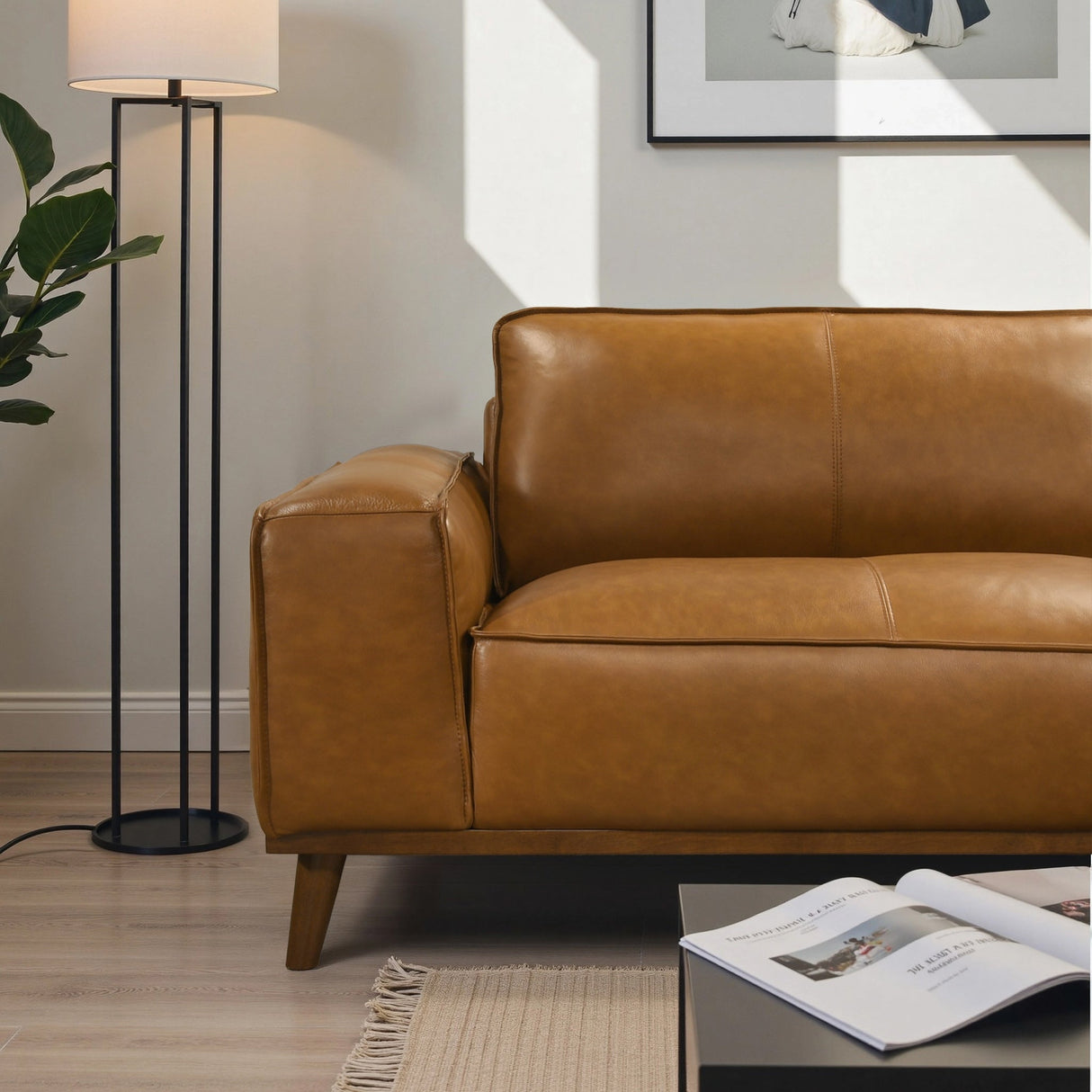 Kerrville Tan Leather Right Sectional Sofa by Ashcroft Imports at Eve Furniture
