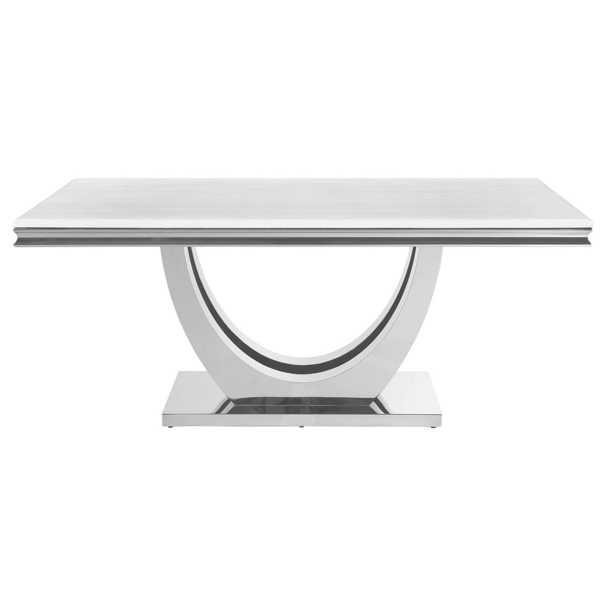 Kerwin White/Chrome Rectangle Faux Marble Top Dining Table