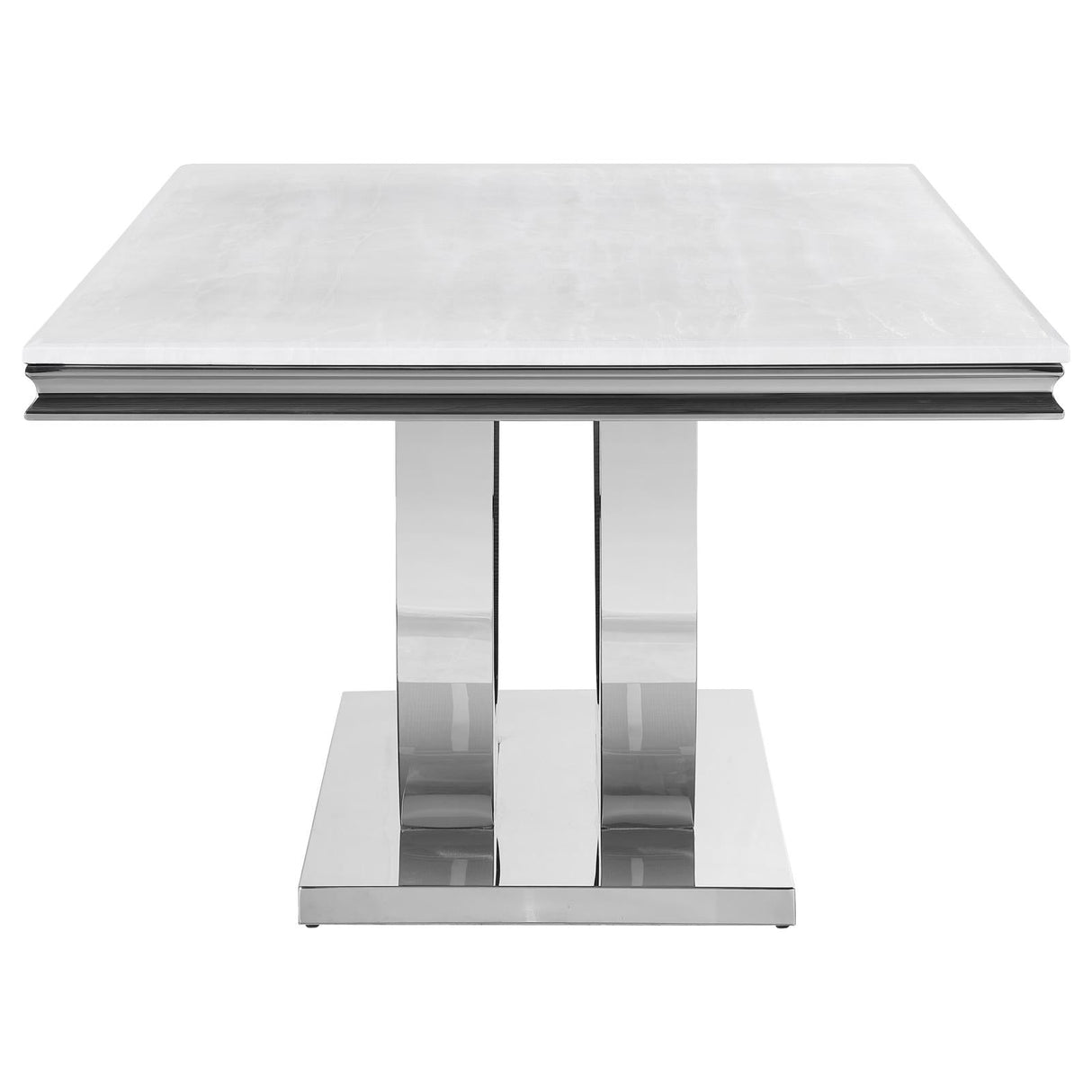 Kerwin White/Chrome Rectangle Faux Marble Top Dining Table