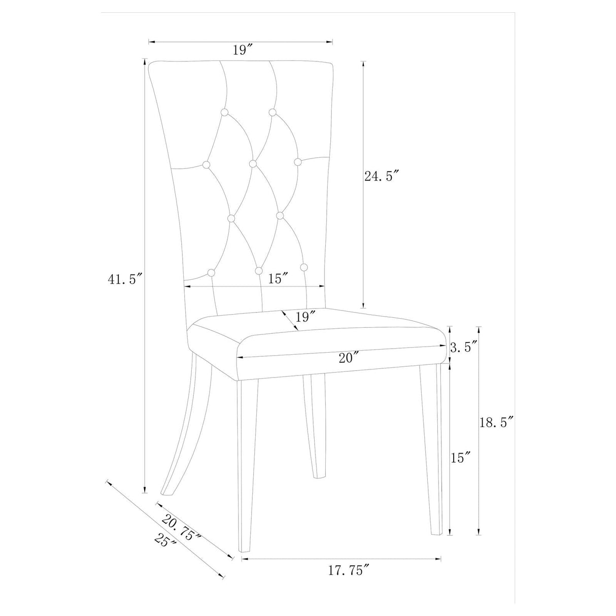 Kerwin Gray/Chrome Tufted Upholstered Side Chair, Set of 2