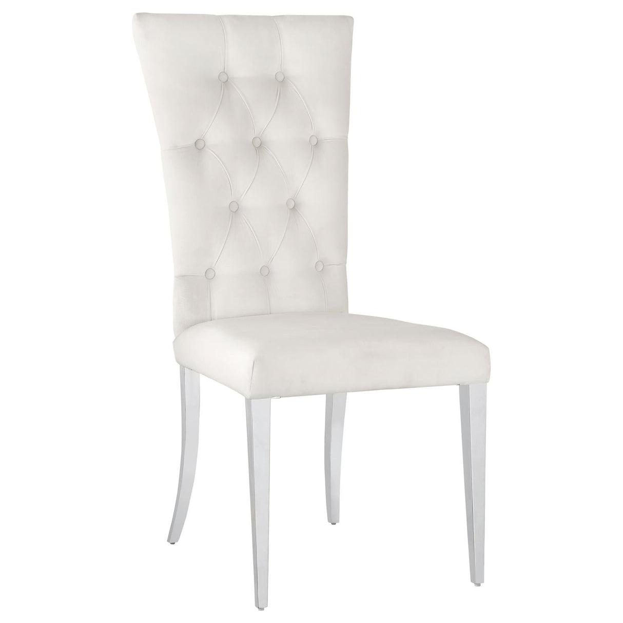 Kerwin White/Chrome Tufted Upholstered Side Chair, Set of 2