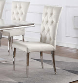 Kerwin White/Chrome Tufted Upholstered Side Chair, Set of 2