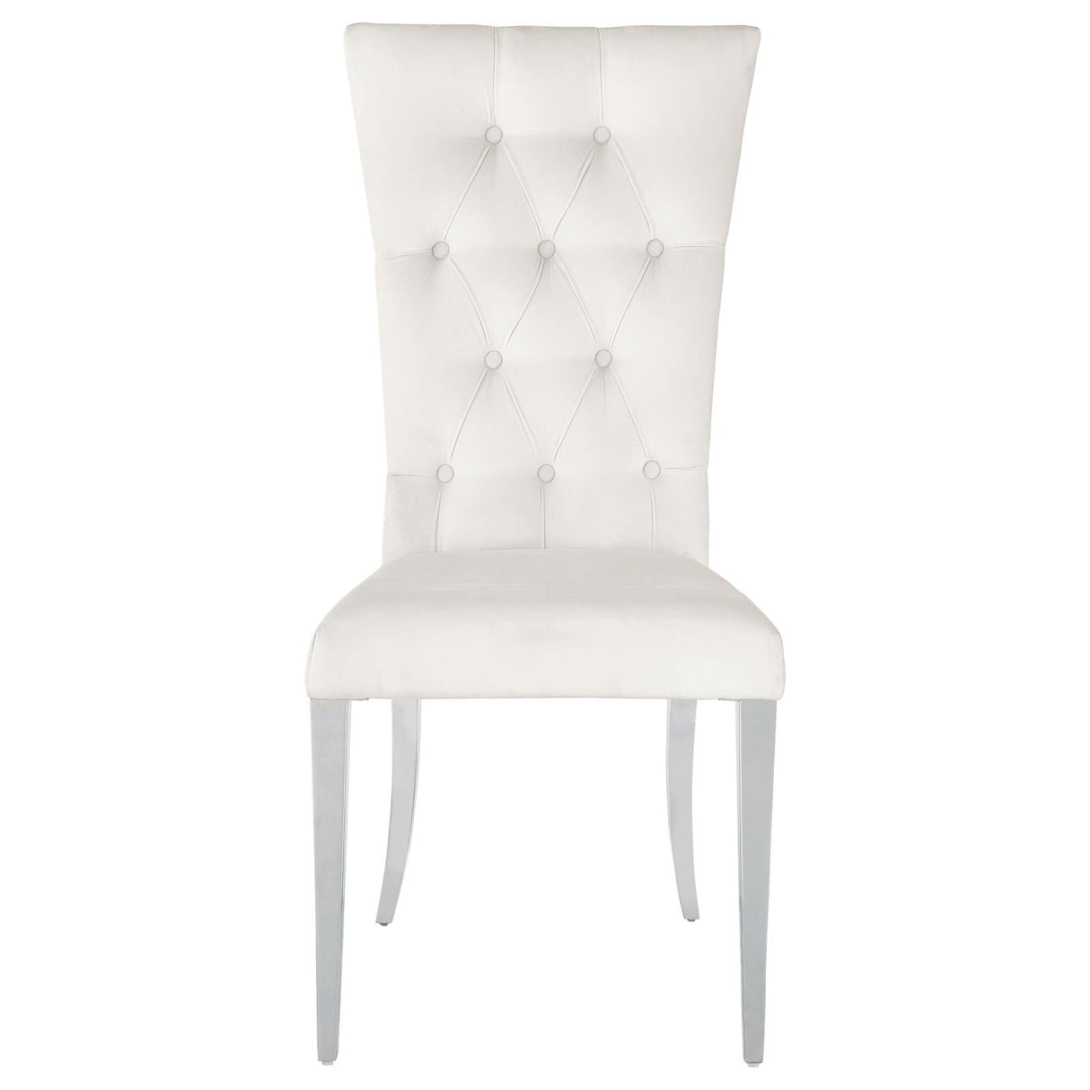 Kerwin White/Chrome Tufted Upholstered Side Chair, Set of 2