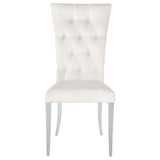 Kerwin White/Chrome Tufted Upholstered Side Chair, Set of 2