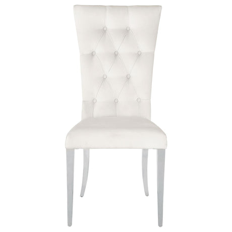 Kerwin White/Chrome Tufted Upholstered Side Chair, Set of 2 by Coaster at Eve Furniture