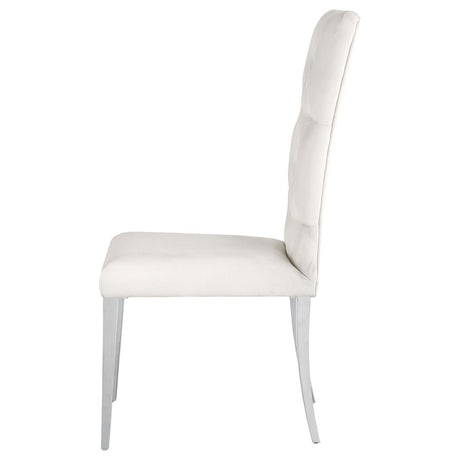 Kerwin White/Chrome Tufted Upholstered Side Chair, Set of 2 by Coaster at Eve Furniture