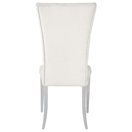 Kerwin White/Chrome Tufted Upholstered Side Chair, Set of 2 by Coaster at Eve Furniture