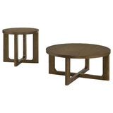 Kessler Brown 2-piece Round Sculptural Wood Coffee Table Set by Coaster at Eve Furniture