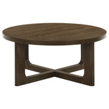 Kessler Brown 2-piece Round Sculptural Wood Coffee Table Set by Coaster at Eve Furniture