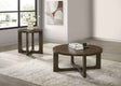 Kessler Brown 2-piece Round Sculptural Wood Coffee Table Set by Coaster at Eve Furniture