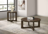 Kessler Brown 2-piece Round Sculptural Wood Coffee Table Set by Coaster at Eve Furniture