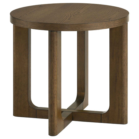 Kessler Brown 3-piece Round Sculptural Wood Coffee Table Set by Coaster at Eve Furniture