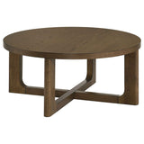 Kessler Brown 3-piece Round Sculptural Wood Coffee Table Set by Coaster at Eve Furniture
