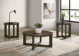 Kessler Brown 3-piece Round Sculptural Wood Coffee Table Set by Coaster at Eve Furniture