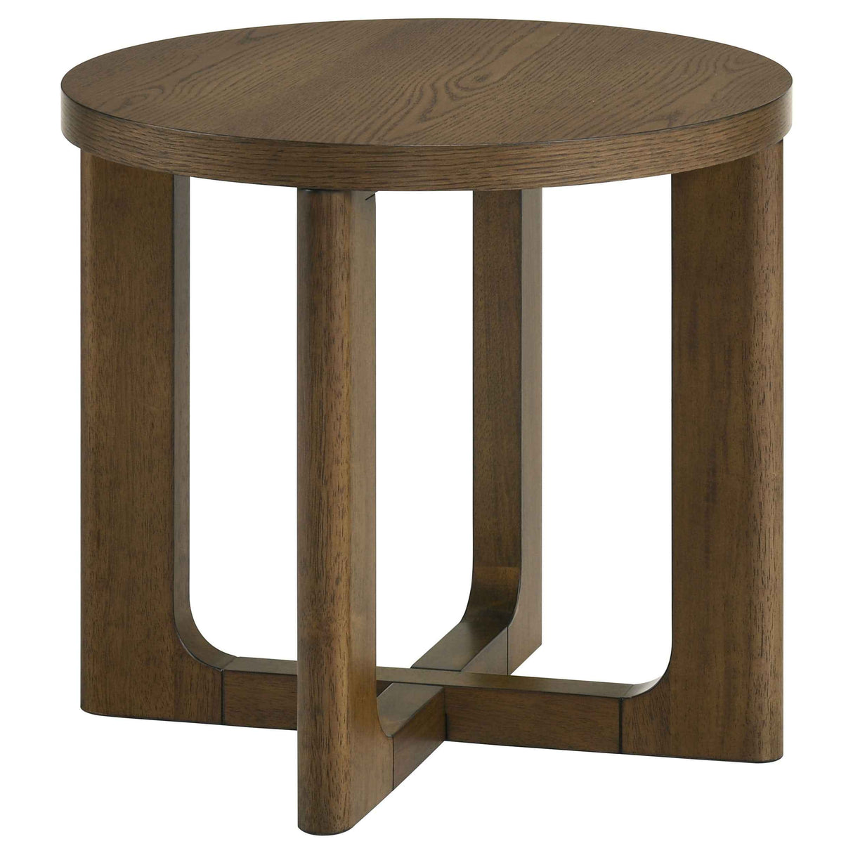 Kessler Brown Round Sculptural Wood End Table by Coaster at Eve Furniture