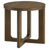 Kessler Brown Round Sculptural Wood End Table by Coaster at Eve Furniture