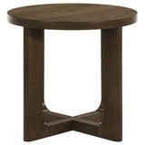 Kessler Brown Round Sculptural Wood End Table by Coaster at Eve Furniture