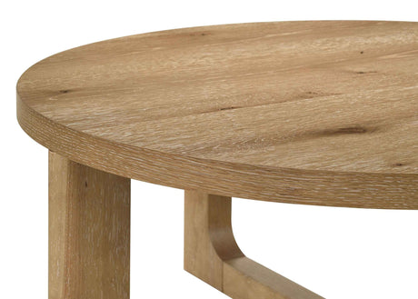 Kessler Light Oak 2-piece Round Sculptural Wood Coffee Table Set by Coaster at Eve Furniture