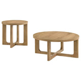 Kessler Light Oak 2-piece Round Sculptural Wood Coffee Table Set by Coaster at Eve Furniture