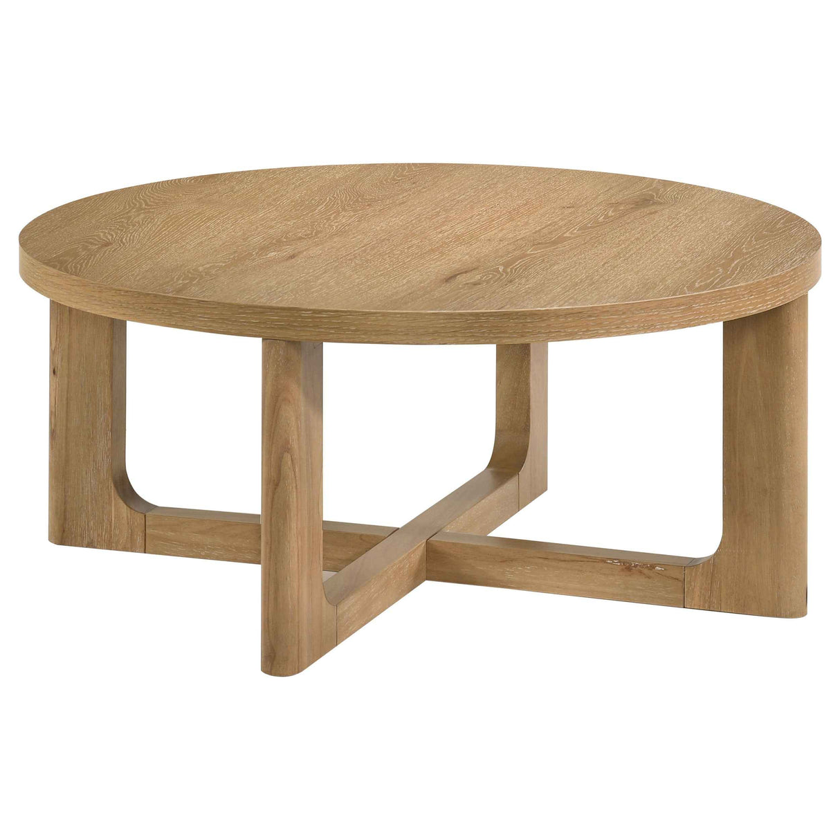 Kessler Light Oak 2-piece Round Sculptural Wood Coffee Table Set by Coaster at Eve Furniture